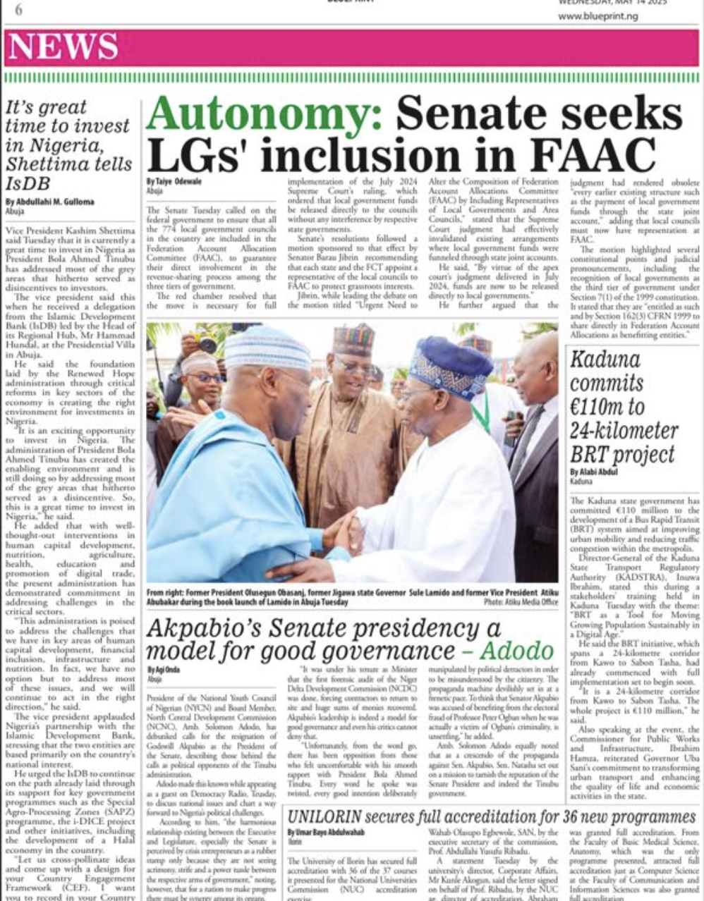 Autonomy: Senate seeks LG’s inclusion in FAAC